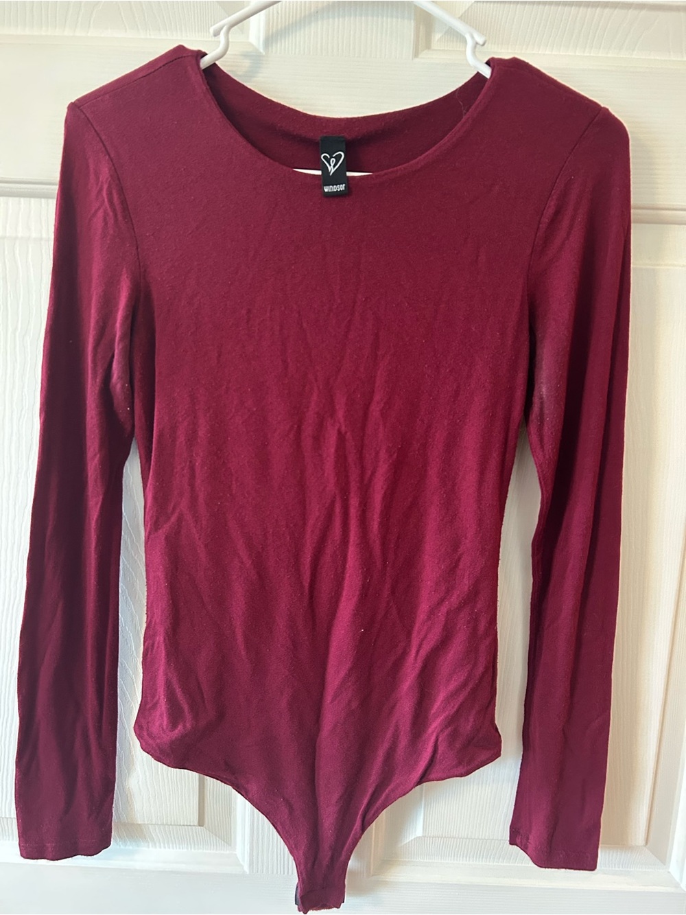 Windsor Long-Sleeve Crew Neck Burgundy Bodysuit